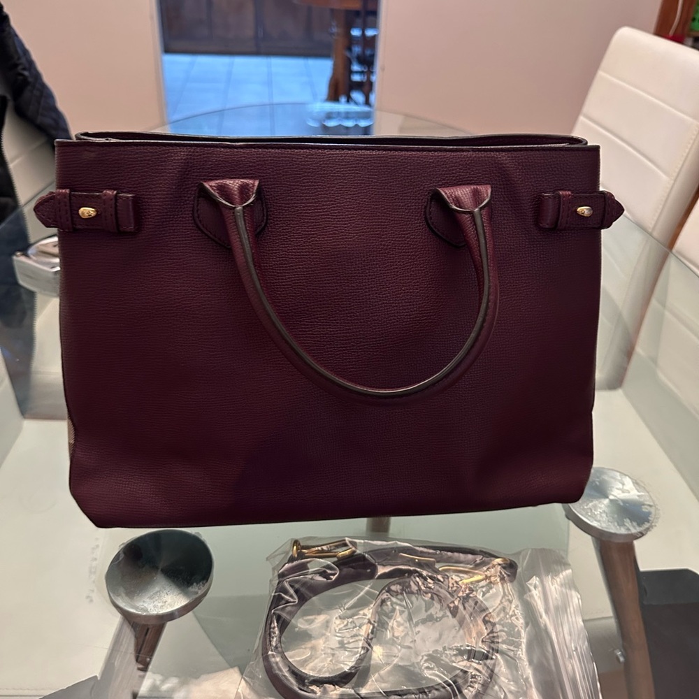 Burberry Deep Red Leather Tote - Picture 12 of 12